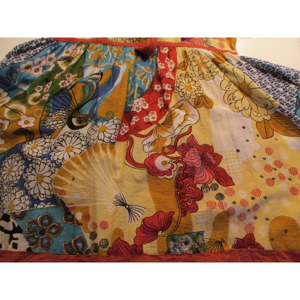 Tunic Top Boho Patchwork Women Large Multicolor Flowy Whimsical Cotton Hippie - Picture 9 of 10